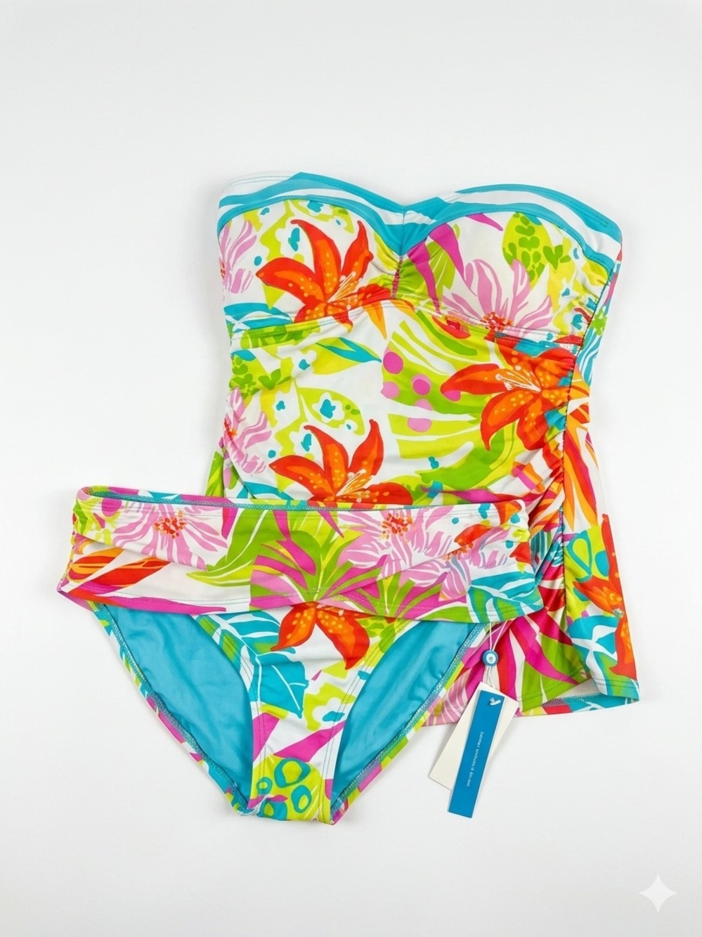 Bleu Rod Beattie Floral Tankini Set - Vibrant Hibiscus Print Two-Piece Swimsuit